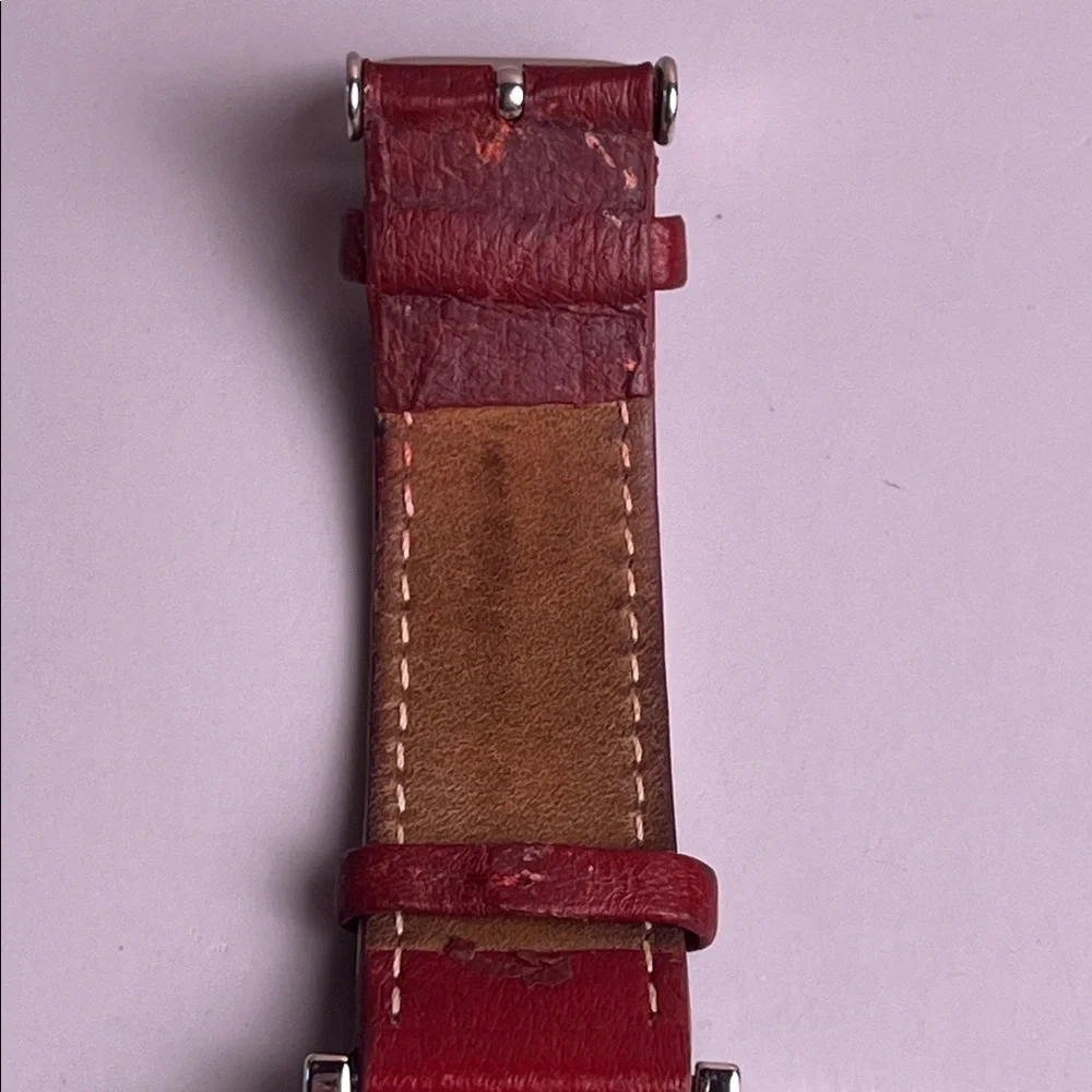 Anne Klein Silver Tone Red Band Women's Quartz Watch New Battery